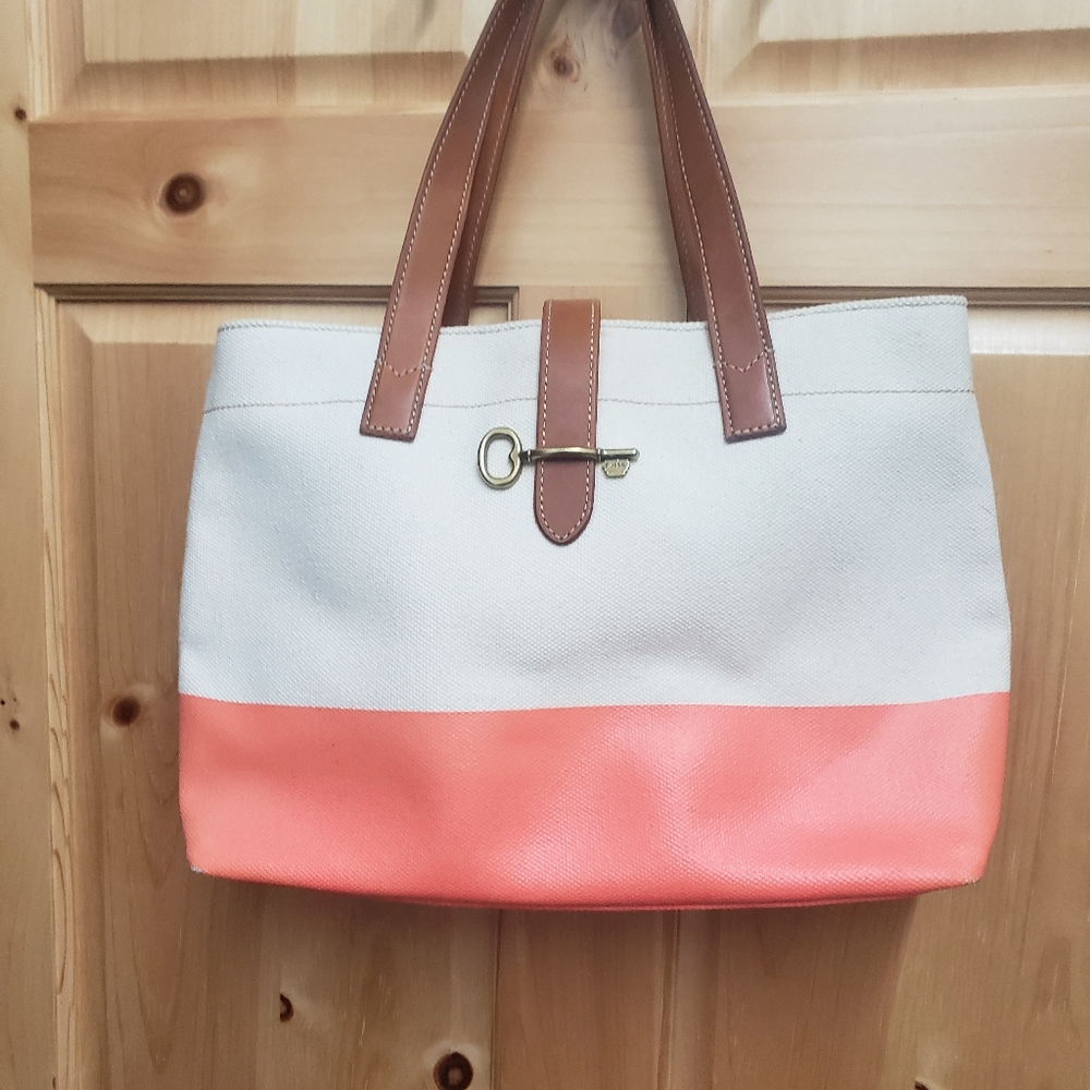 Fossil coated canvas large tote bag***